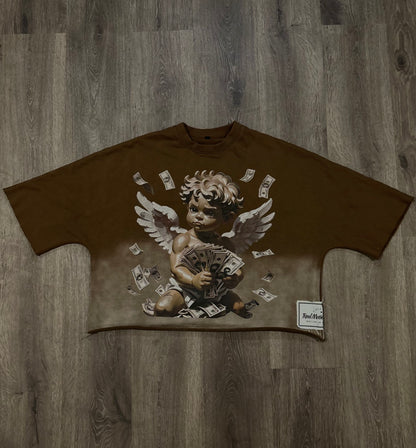 BROWN “REAL MOTION” CROP TEE